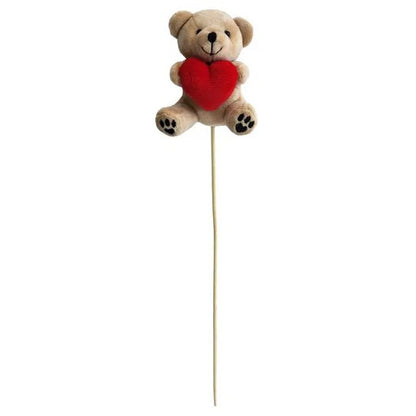 Brown Bear With Heart On A Stick 10Cm image 0