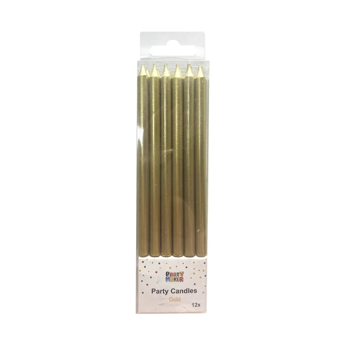 12 Pcs Metallic Candle with Holder - Gold image 0