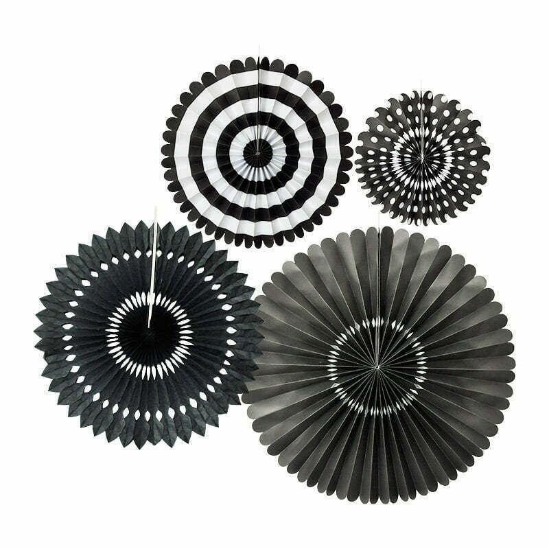 4 Black Paper Fan set image 0