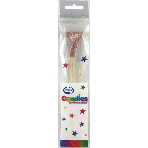 CANDLE ROSEGOLD GLITTER LONG STICK #7 image 0