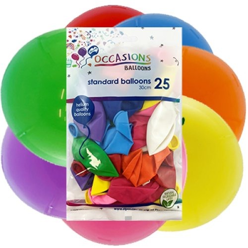 Standard 30cm Latex Balloons 25pk - Assorted image 0