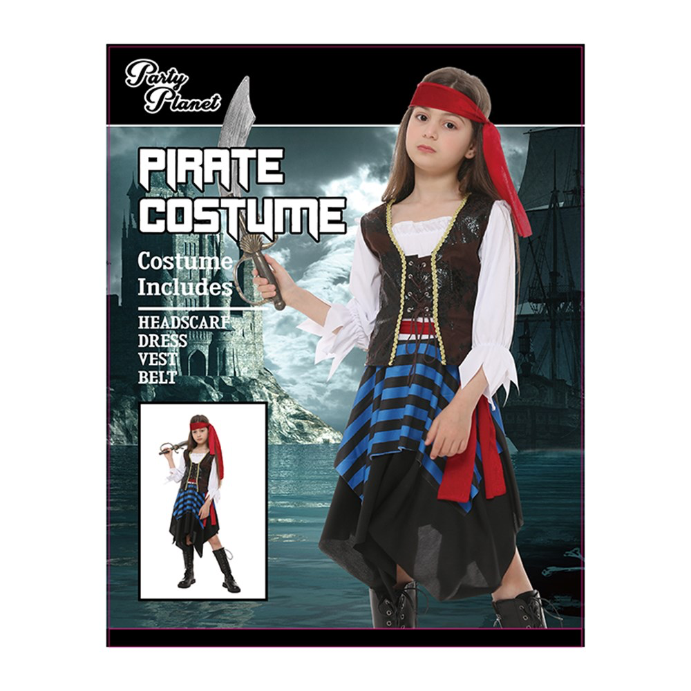 Girls Pirate Kids Costume Large (H: 128cm W: 56cm) image 0