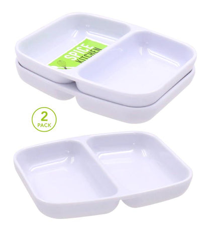 2PK White Melamine 2 Section Tray - 9.9CM X 8.1CM image 0
