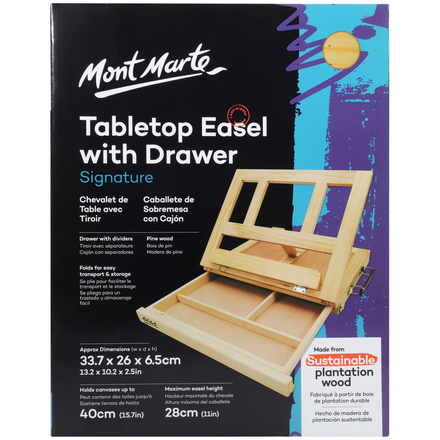 Table Easel w/Drawer - Pine Wood image 0