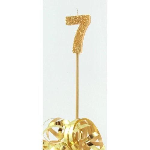 CANDLE GOLD GLITTER LONG STICK #7 image 0