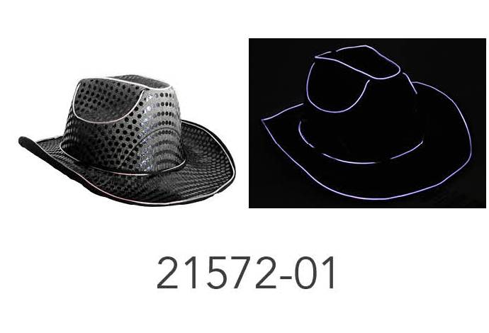 Light Up Sequin Cowboy Hat (Black) image 0