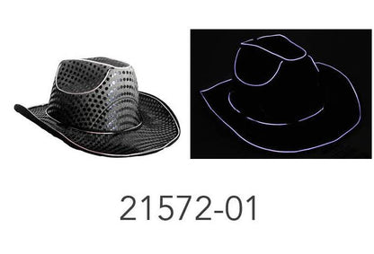 Light Up Sequin Cowboy Hat (Black) image 0
