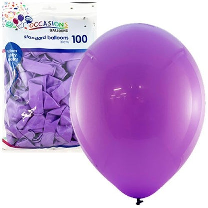 Standard 30cm Latex Balloons 100pk -PURPLE 30cm image 0