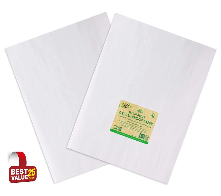 25PK 100% PE Coated White Series Grease Proof Paper - 30CM x 40CM image 0