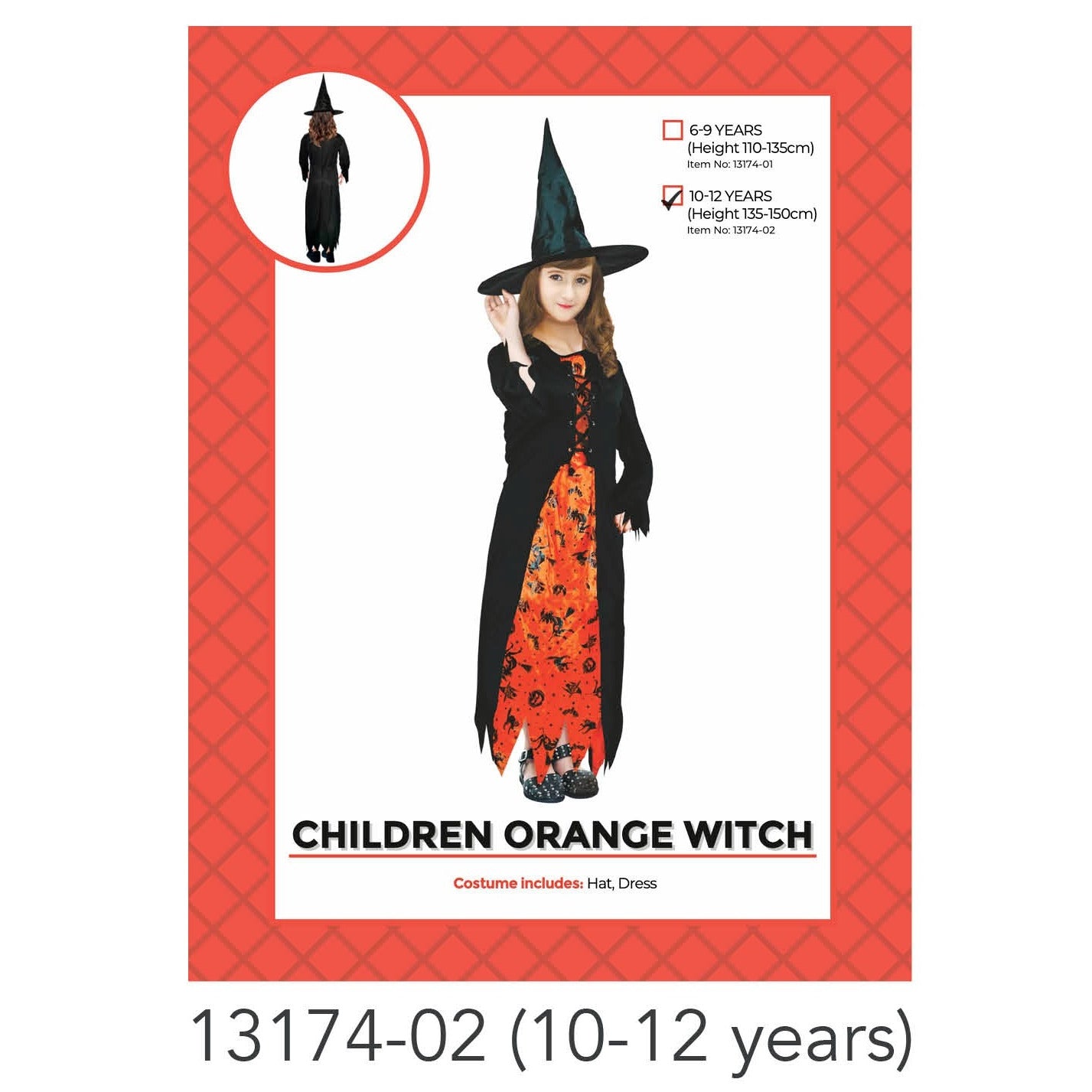 Children Orange Witch Costume (10-12 years) image 0