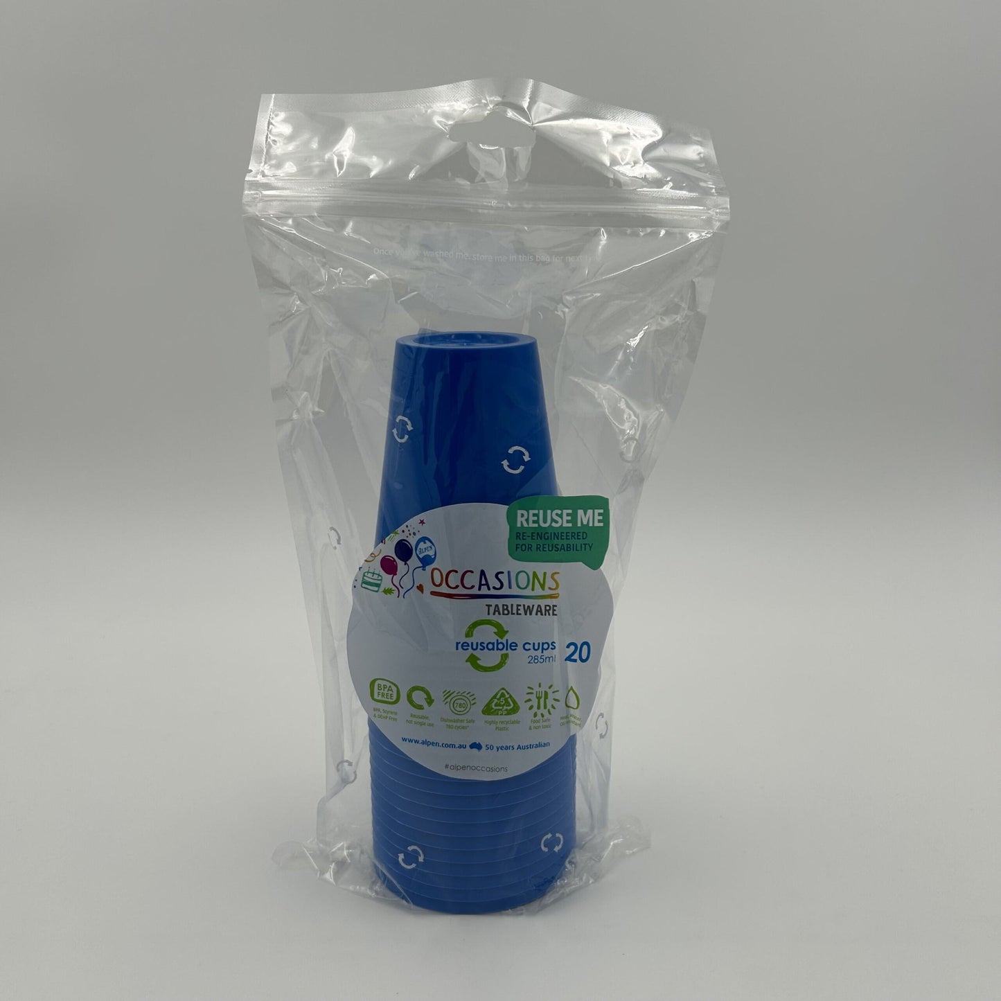 Royal Blue Plastic Cup 285ml Pack 20 image 0
