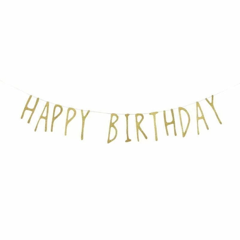 Happy Birthday Gold Glitter Letter Bunting 1.5M
