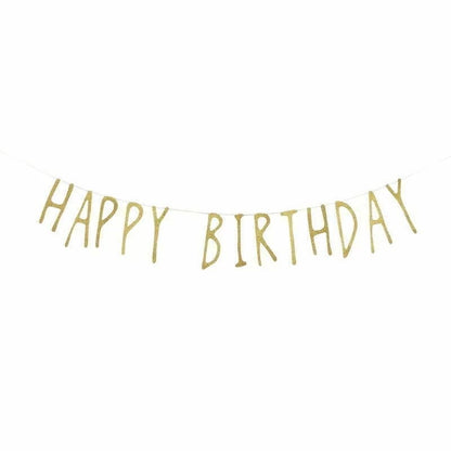 Happy Birthday Gold Glitter Letter Bunting 1.5M