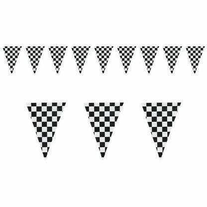 Black & White Checkered Pennant Bunting 10m