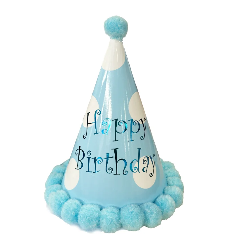 Pom Pom Hat Happy Birthday Blue