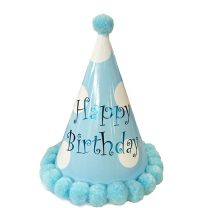 Pom Pom Hat Happy Birthday Blue
