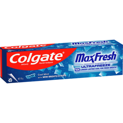 COLGATE 115g TOOTHPASTE MAX FRESH COOL MINT WITH MINI BREATH STRIPS