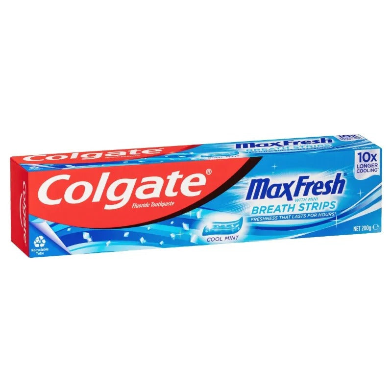 COLGATE 40g TOOTHPASTE MAX FRESH WITH MINI BREATH STRIPS COOL MINT