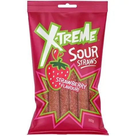 X-Treme Sour Straws Strawberry 150g