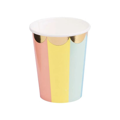 8Pk Candy Stripes With Gold Edging Paper Cups