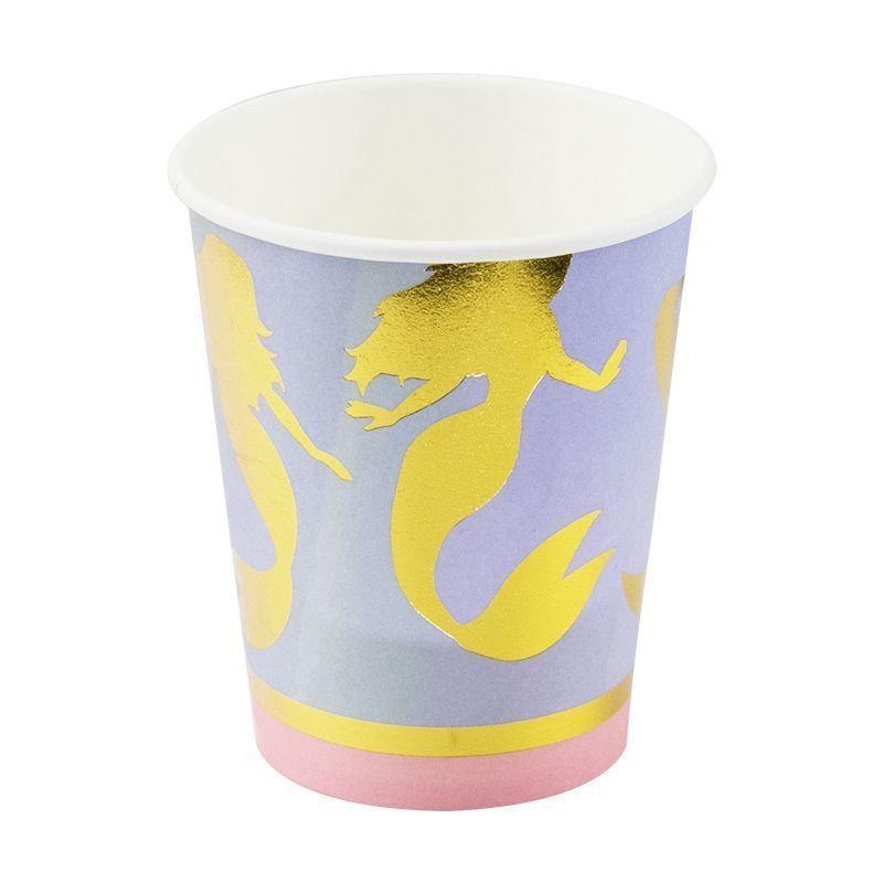 Mermaid Foil 266ml Paper Cups 8pk