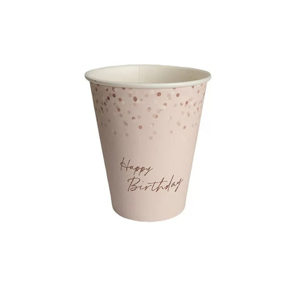 Pink Happy Birthday 8pk 266ml Paper Cups