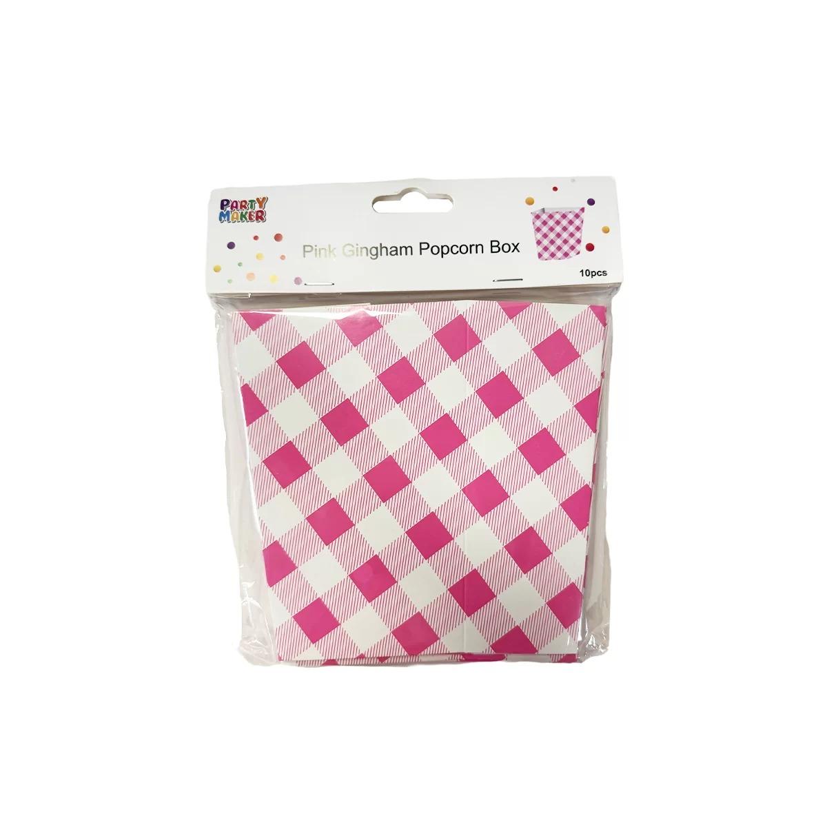 Pink Gingham 10pk Popcorn Boxes