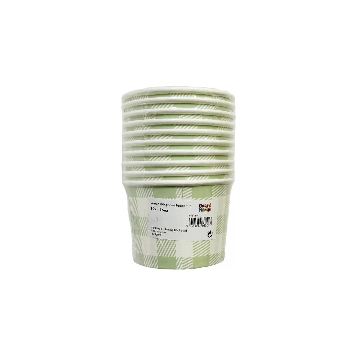 Green Gingham 10pk Paper Tubs