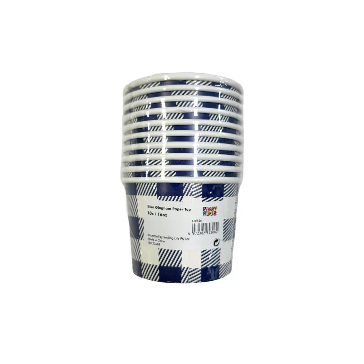 Blue Gingham 10pk Paper Tubs