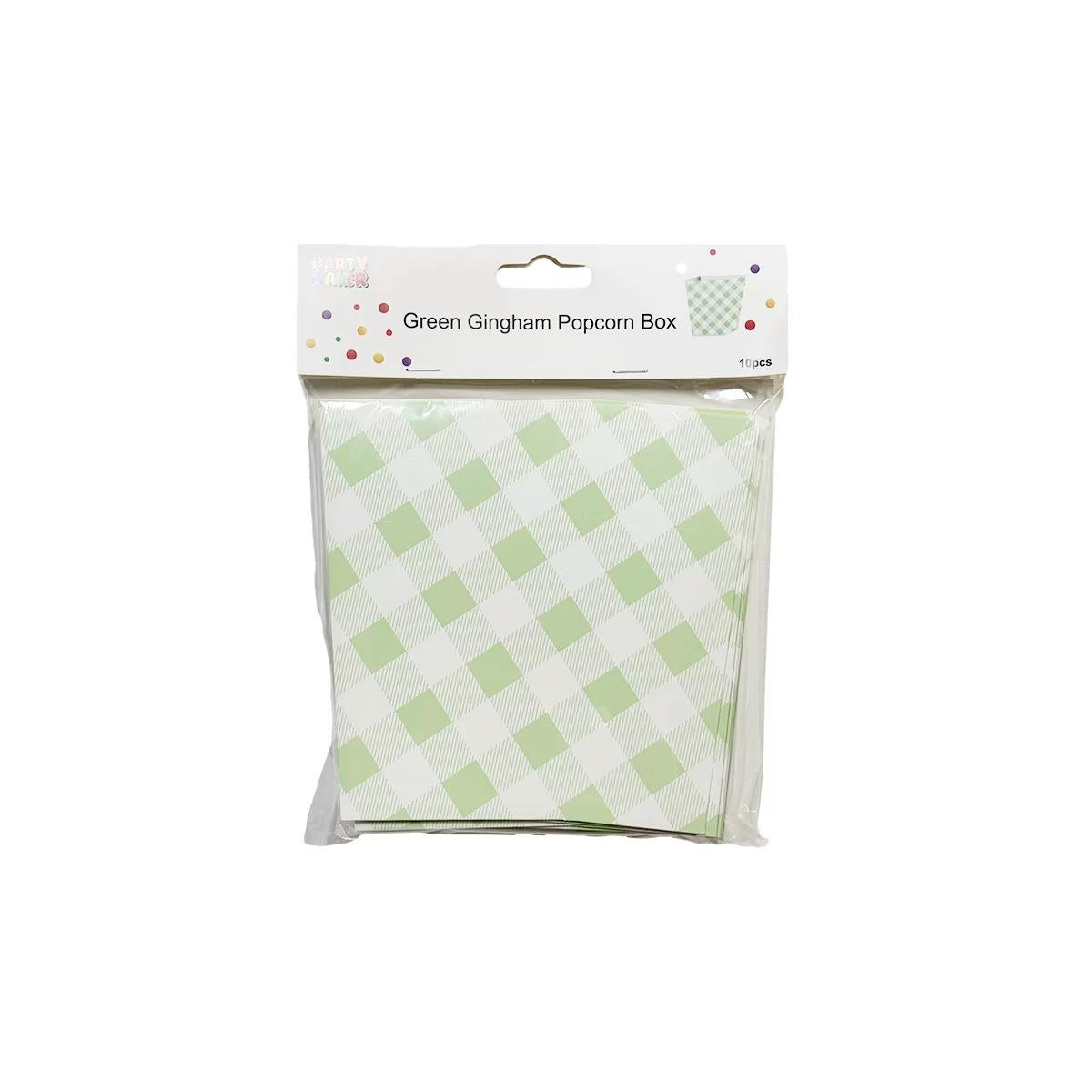 Green Gingham 10pk Popcorn Boxes