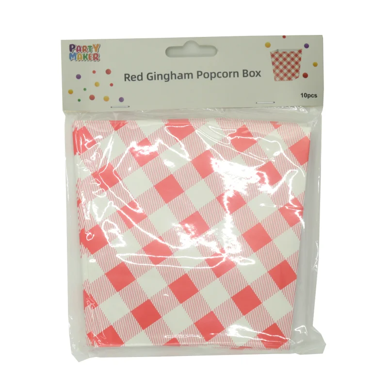 Red Gingham 10pk Popcorn Boxes