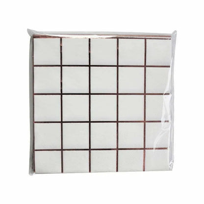 16 Rose Gold Check Napkins
