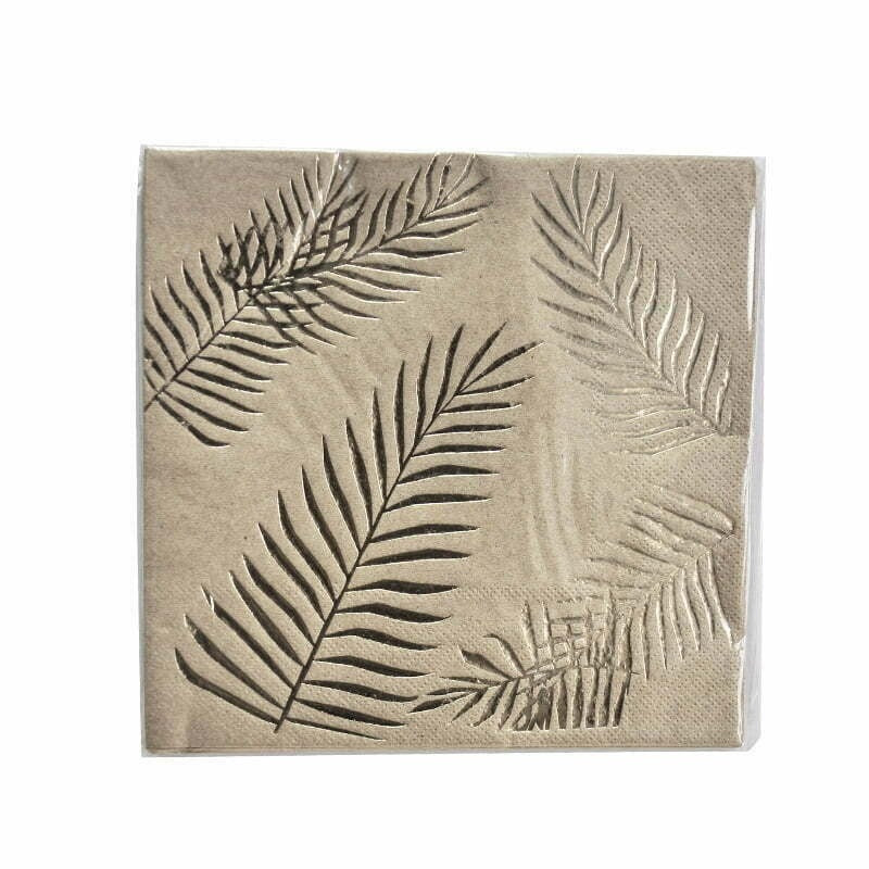 16Pk Gold Palm Leaves Kraft Napkins