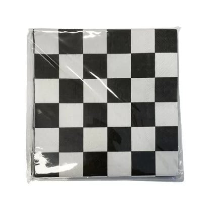 Black & White Checkered Lunch Napkins 16pk