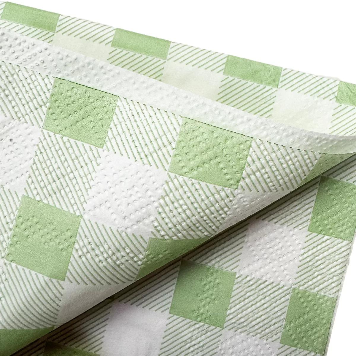 Green Gingham 25pk Cocktail Napkins