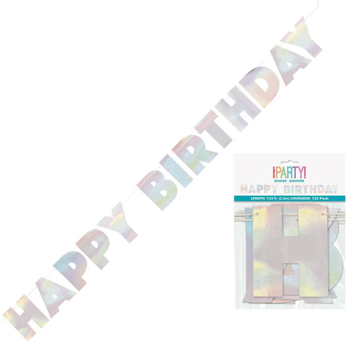 Iridescent Foil Happy B'Day Banner 2.2m