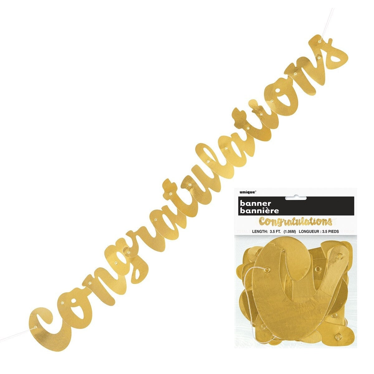 Gold Foil Congratulations Scripted Jointed Banner 1.06M