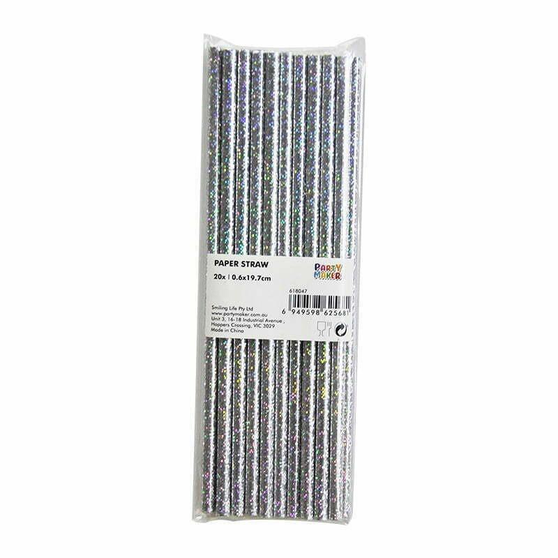 Iridescent Silver 20pk Paper Straws