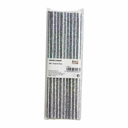 Iridescent Silver 20pk Paper Straws