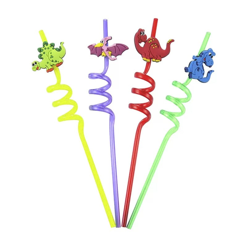 Dinosaur Straws 4pk