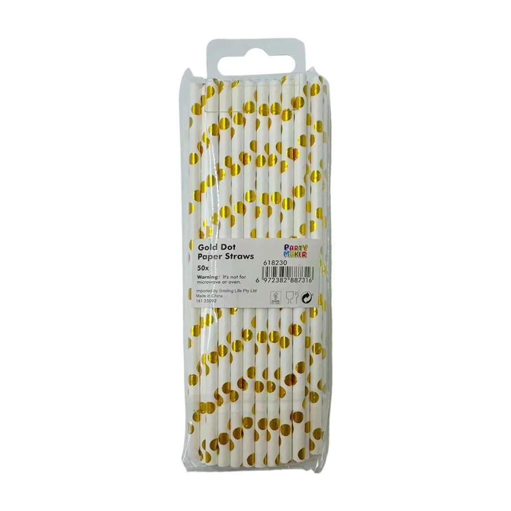 Gold Dot 50pk Paper Straws