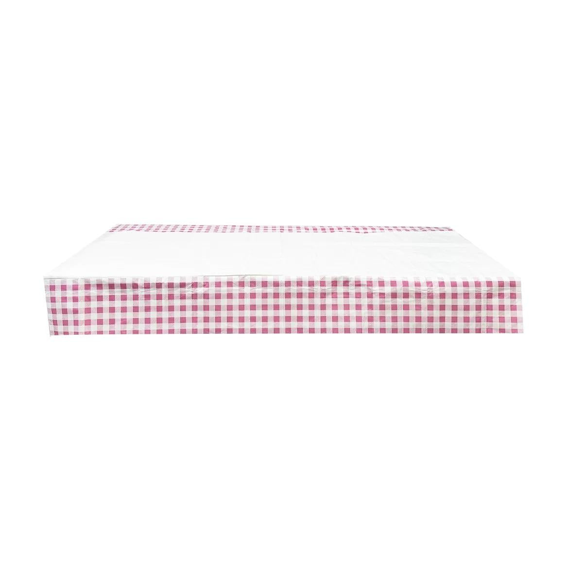 Pink Gingham Paper Table Cover 1.8 X 1.3M