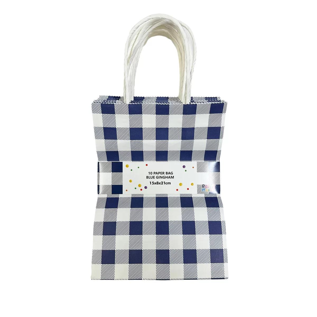 Blue Gingham 10pk Paper Bags