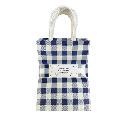 Blue Gingham 10pk Paper Bags