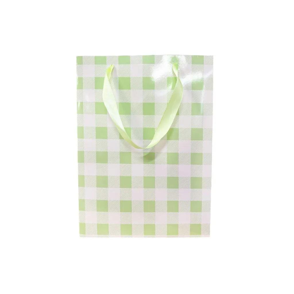 Green Gingham 33x25cm Paper Bag