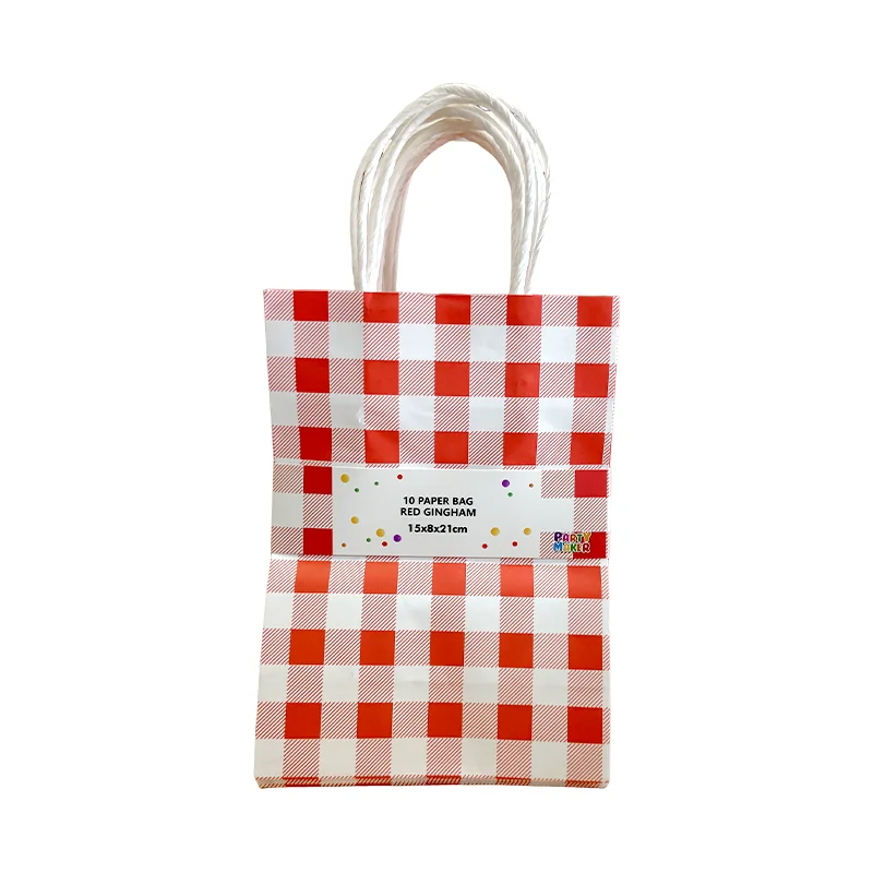 Red Gingham 10pk Paper Bags
