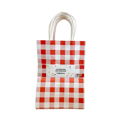 Red Gingham 10pk Paper Bags
