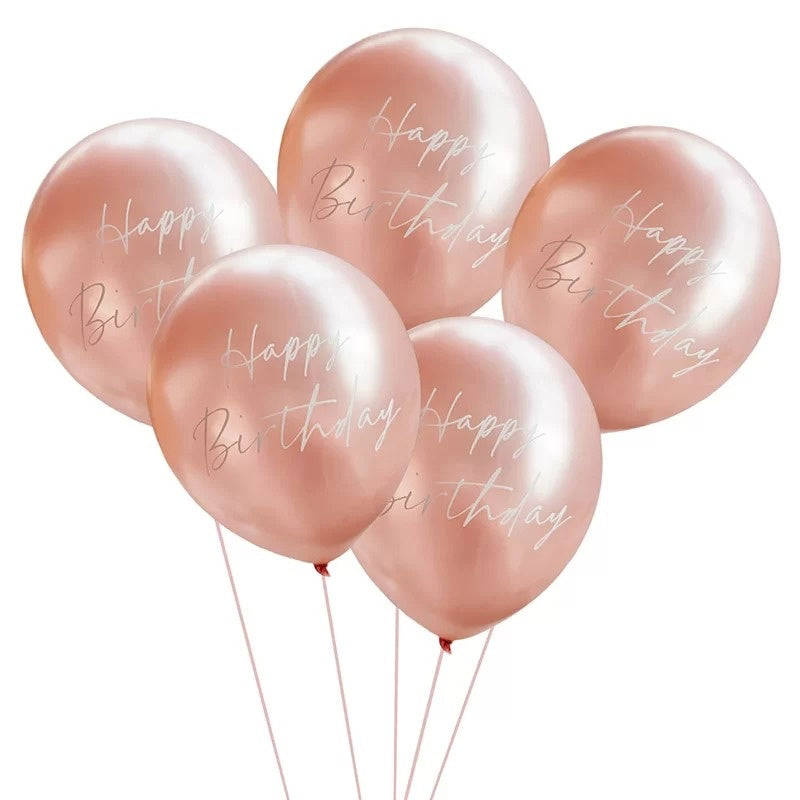 Rose Gold Happy Birthday Balloons
