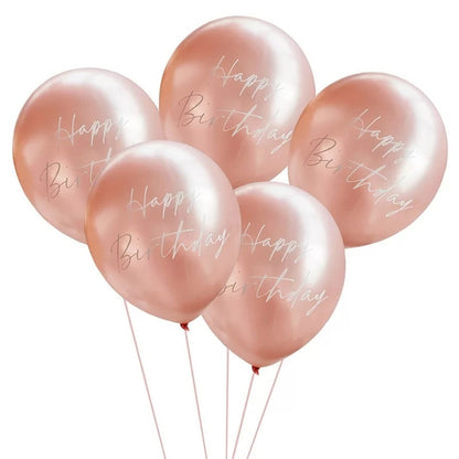 Rose Gold Happy Birthday Balloons