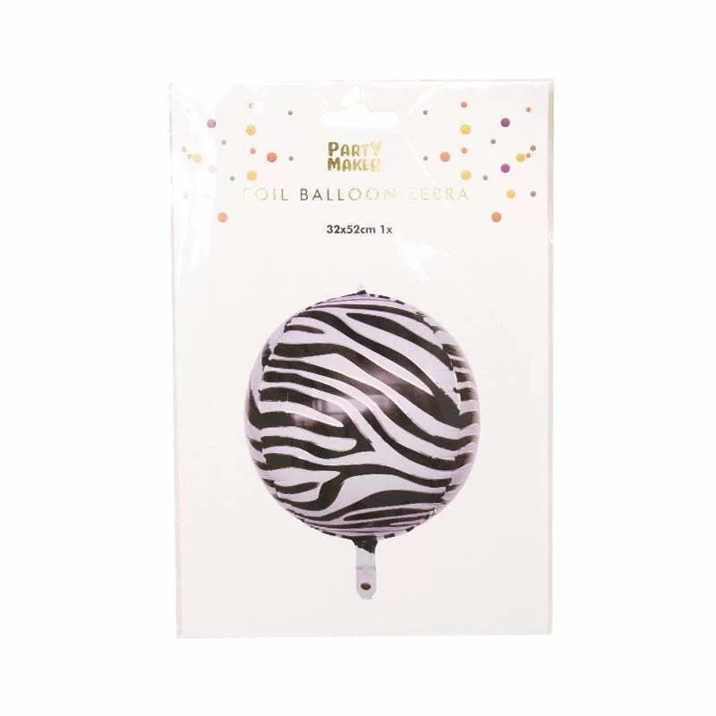 Zebra Orb foil balloon
